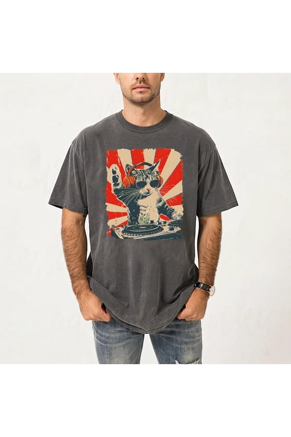 Cool Dj Cat T-Shirt, Cat With Headphones Shirt, Stylish Cat Lovers , Trendy Cat Graphic Shirt, Dj Cat Kitty Shirt