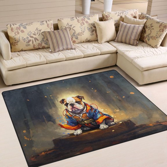 Cool Dog Area Rug Washable 80 x 58 Floor Carpet Mat Non Slip for Bedroom Living Room Home Decor