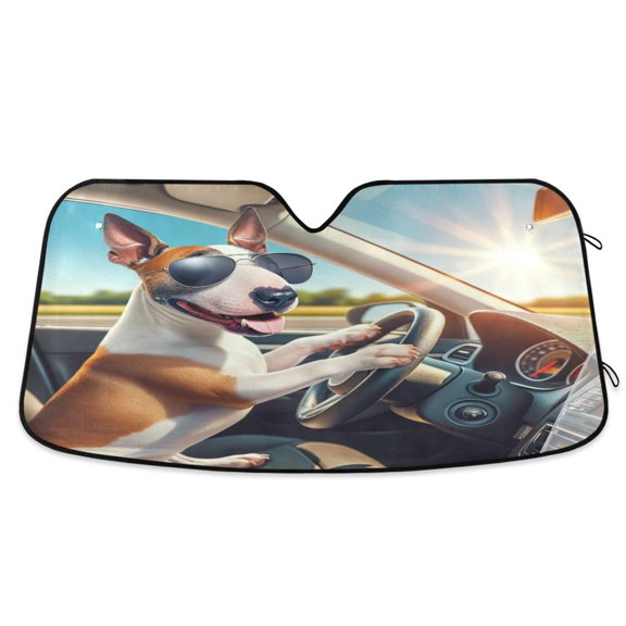 Cool Dog Driving Car Car Windshield Sun Shade Foldable Car Front Window Visor Heat and UV Protection 55x27.6