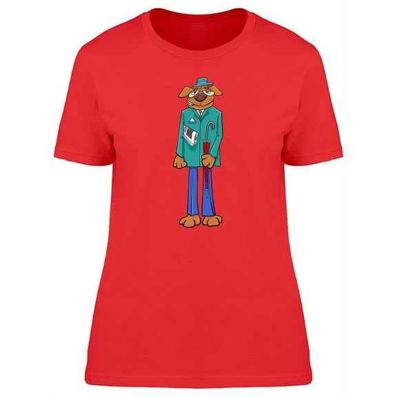 Cool Dog Man Cartoon T-Shirt Women -Image by Shutterstock, Female Large