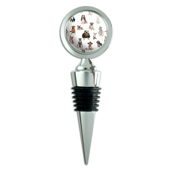 Cool Dogs in Outfits Paw Print Pattern Wine Bottle Stopper