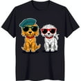thumbnail image 1 of Cool Dogs in Sunglasses Black T-Shirt & White Dog Design, 1 of 5