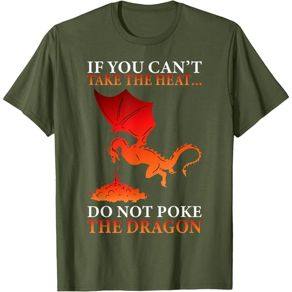 Cool Dragon Flame-Spewing Flying Mythical Creature Unisex T-Shirt for Men Women Kids Toddler,Military Green Color,Size XL
