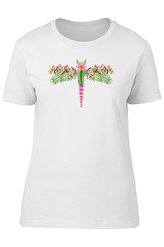 Cool Dragonfly Made Of Flowers Tee Women's -Image by Shutterstock