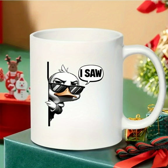 Cool Duck Ceramic Coffee Mug, Easy Grabbing Handle, 11 oz-Funny Novelty Mug for Men, Women, Birthday Gift for Elderly People,