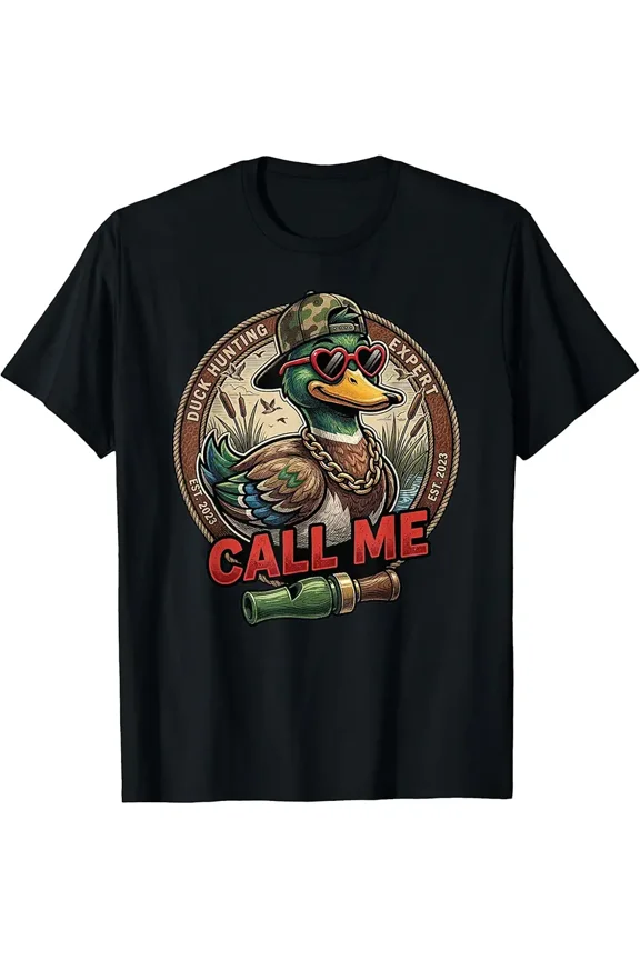 Cool Duck Hunting Expert Call Me Retro Graphic Cotton Unisex Tee