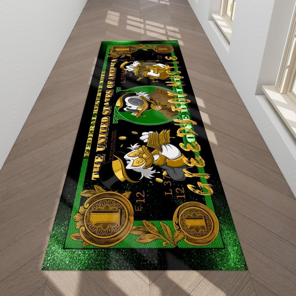 Cool Duck Money Rug for Man One Dollar Bill Black Runner Rug for ...