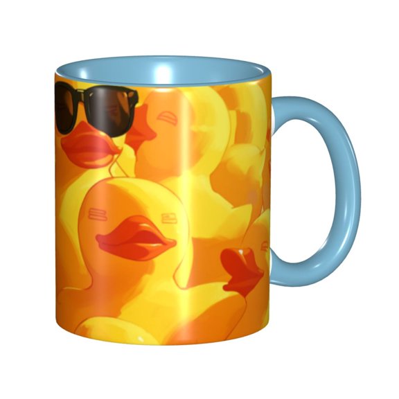 Cool Duck With Sunglass Coffee Mug Fun Custom Ceramic Mugs 11oz Sky Blue
