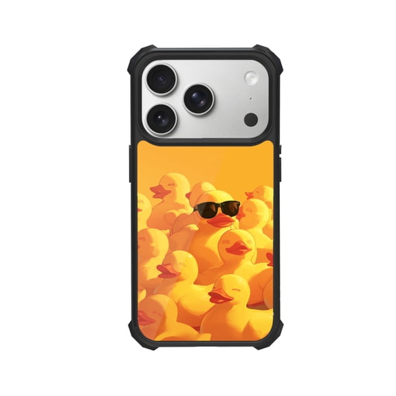 Cool Duck With Sunglass Shockproof Case For iPhone 12 13 14 15 16 Pro Max Series – TPU Bumper + Hard PC Back, Air-Cushion Corners