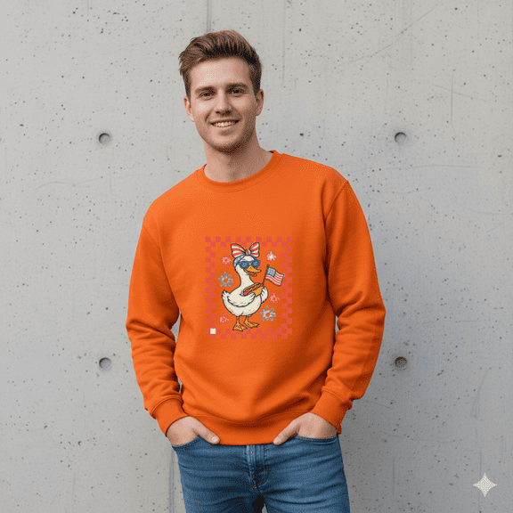 Cool Duck with Shades Retro Outdoor Adventure Freedom Sweatshirt, up to size 5XL