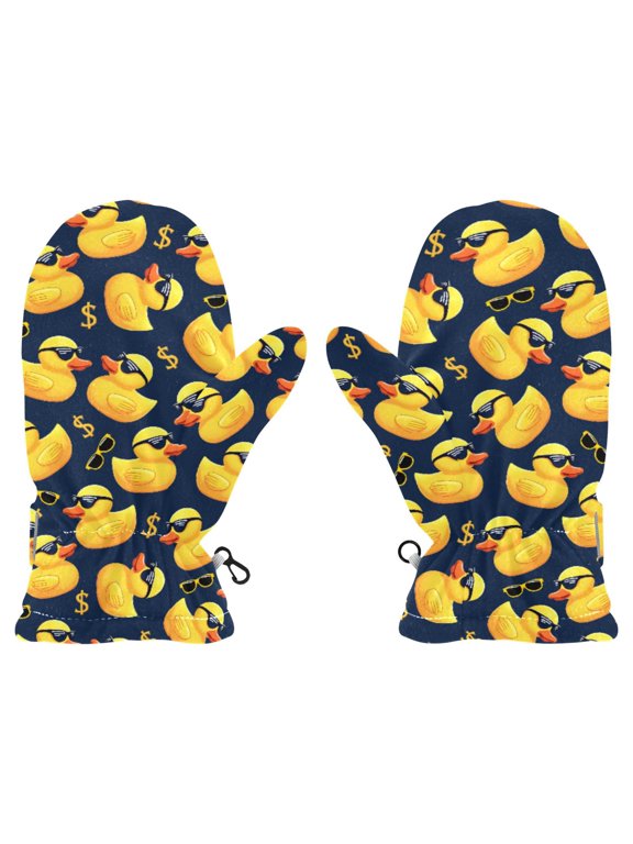 Cool Ducks Cold Weather Mittens Warm Thick Fleece Lined Adjustable Snow Outdoor Winter Medium Ages 4-6