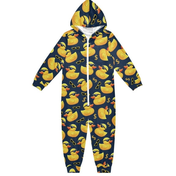 Cool Ducks One Piece Pajamas Soft Jumpsuit Cozy Sleep and Play Romper Zipper and Pockets 7-8T