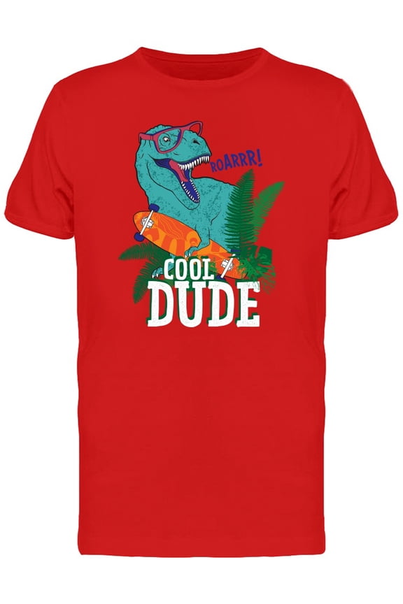 Cool Dude Dinosaur Skate T-Shirt Men -Image by Shutterstock, Male 3X-Large