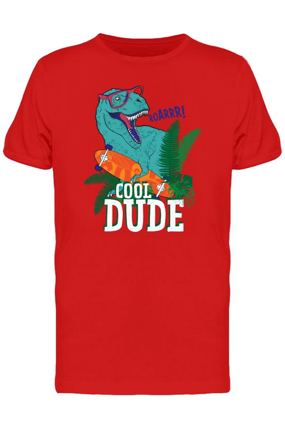 Cool Dude Dinosaur Skate T-Shirt Men -Image by Shutterstock, Male Large