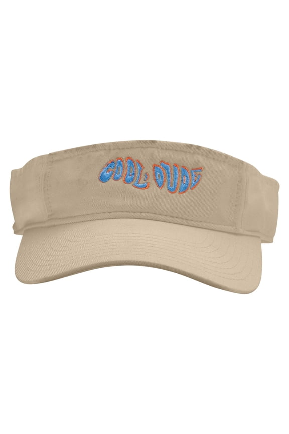 Cool Dude Embroidered Pro Style Cotton Twill Washed Visor - Khaki OSFM