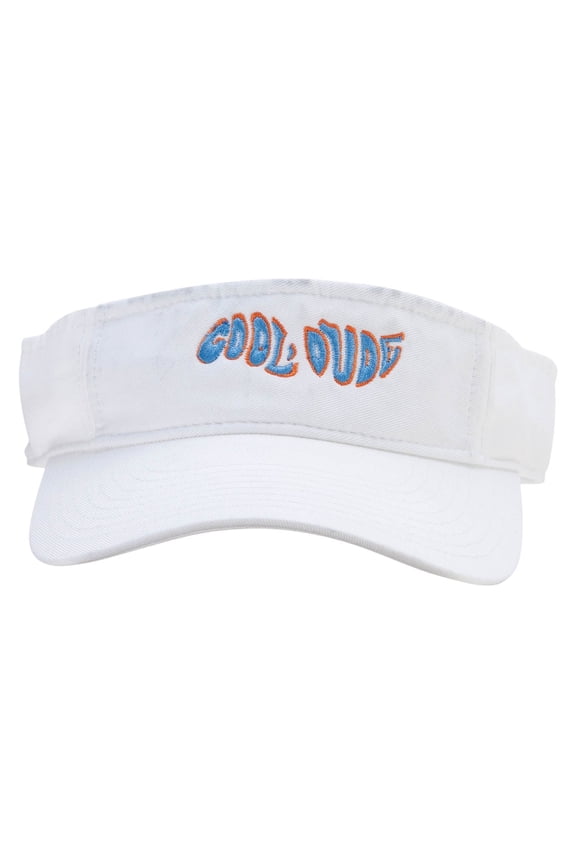Cool Dude Embroidered Pro Style Cotton Twill Washed Visor - White OSFM