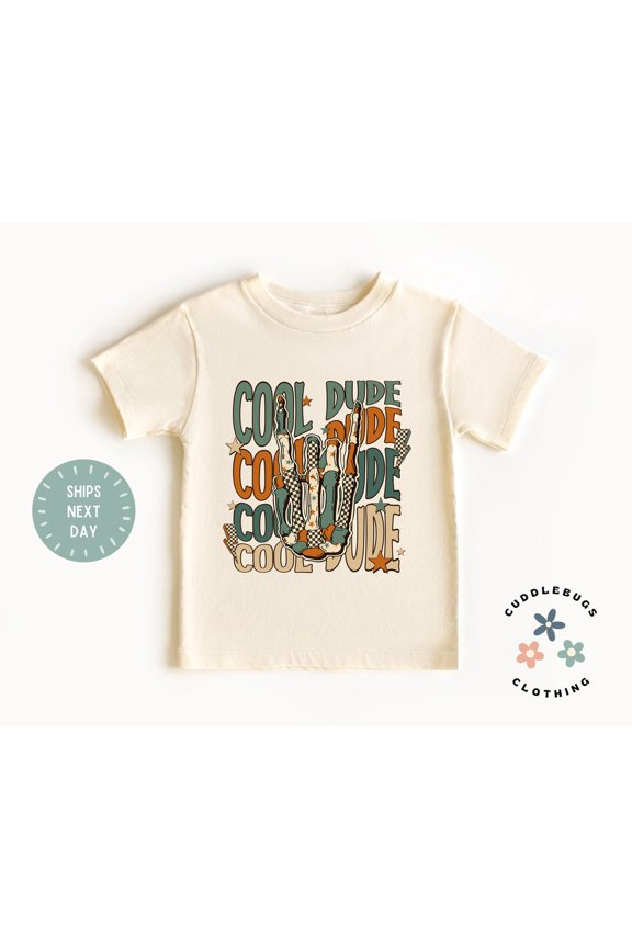 Cool Dude Toddler Shirt - Retro Skeleton Hand Cool Dude Boys Tee - Hipster Kid Tee - Cool Kid Shirt - Birthday Boy Gift - Natural Kids Top, New Born, Baby Shower Gift, New Parents Gift