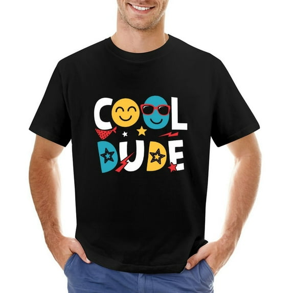 Cool Dude Vintage T-shirt Mens Cotton Classic Crewneck Short Sleeve Tees Unisex Black 3XL