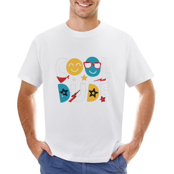 Cool Dude Vintage T-shirt Mens Cotton Classic Crewneck Short Sleeve Tees Unisex White M