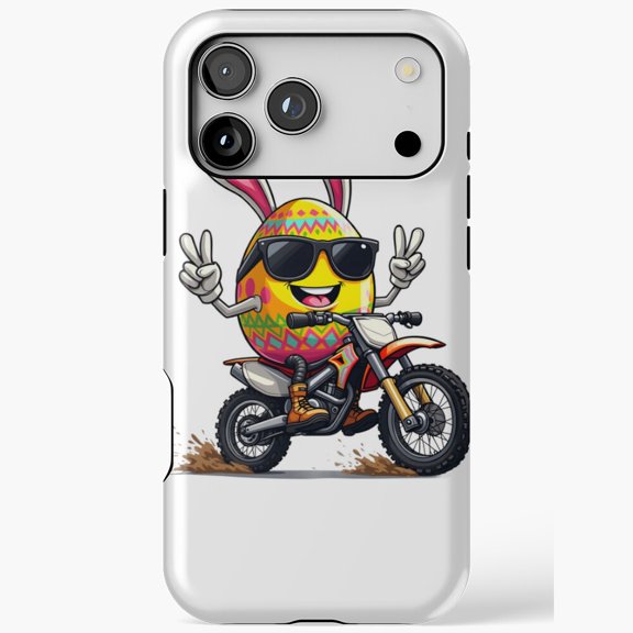 Cool Easter Egg Riding Dirt Bike Funny Bunny Ears Sunglasses for iPhone Case 11 to 17 Pro Max