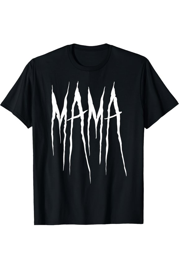 Cool Edgy Mama Distressed Font Graphic T-Shirt for Mothers | Unique Gothic Rock and Roll Style Statement Apparel | Alternative Grunge Mother's Day Fashion Tee