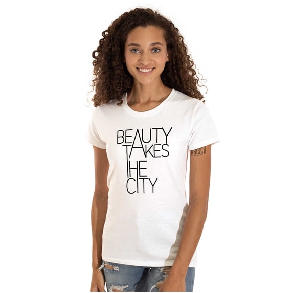 Cool Fashion Beauty Takes the City Womens Fitted Plus Size Graphic Tee Brisco Brands 2X
