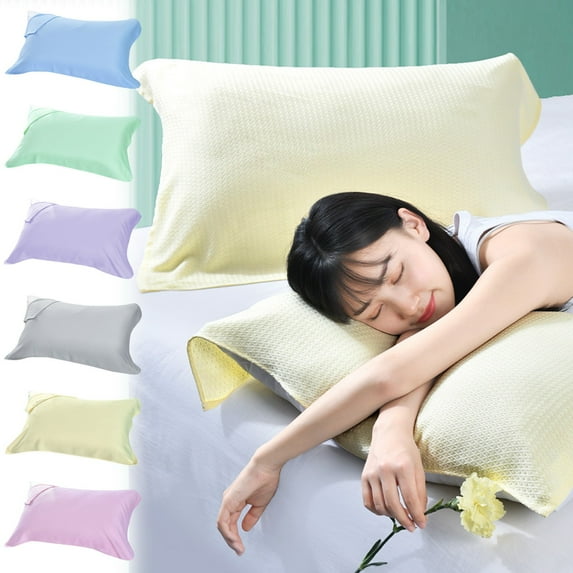 Cool Feel Pillowcases Summer Fiber Knitted Cotton Woven Natural Pillow Covers Breathable Soft Towel Texture for Hair Beauty and Bed Throw Decor
