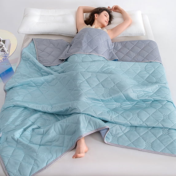 Cool Feeling Quilt | Double Bedding Quilt 60x79 Inches | Blue Purple All Season Soft Polyester Quilt | Lightweight Decorative Coverlet - Machine Washable