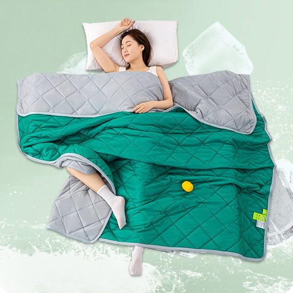 Cool Feeling Silk Fiber Summer Comforter, Rvkxad Solid Color Lightweight Quilt, Soft Breathable Polyester Bedding for Hot Sleepers, 59x43 Inches, Green