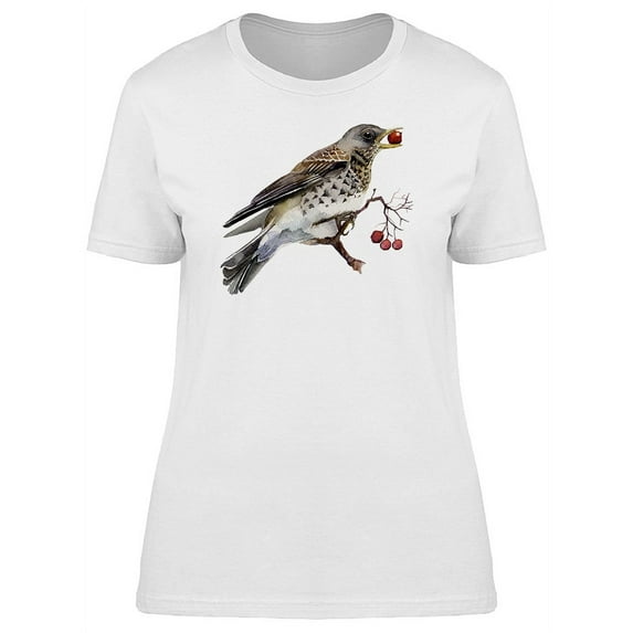 Cool Fieldfare Thrush Bird T-Shirt Women -Image by Shutterstock, Female Medium