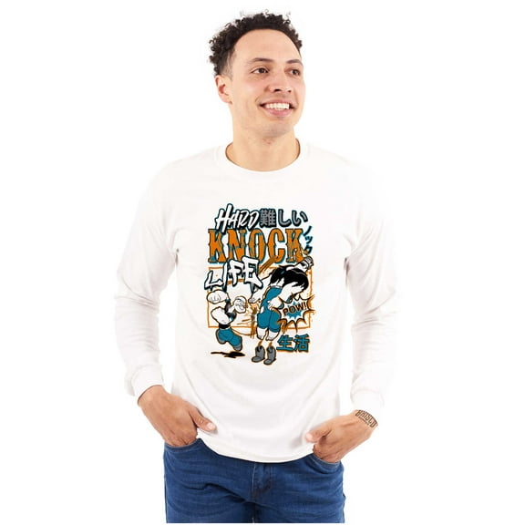 Cool Fighting Popeye Hard Knock Life Men's Long Sleeve Tee T Shirt Brisco Brands S