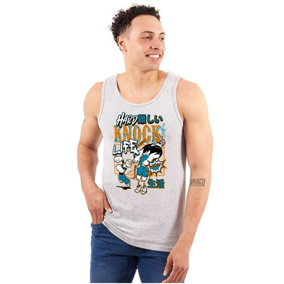 Cool Fighting Popeye Hard Knock Life Tank Top Sleeveless Tee Men Brisco Brands S