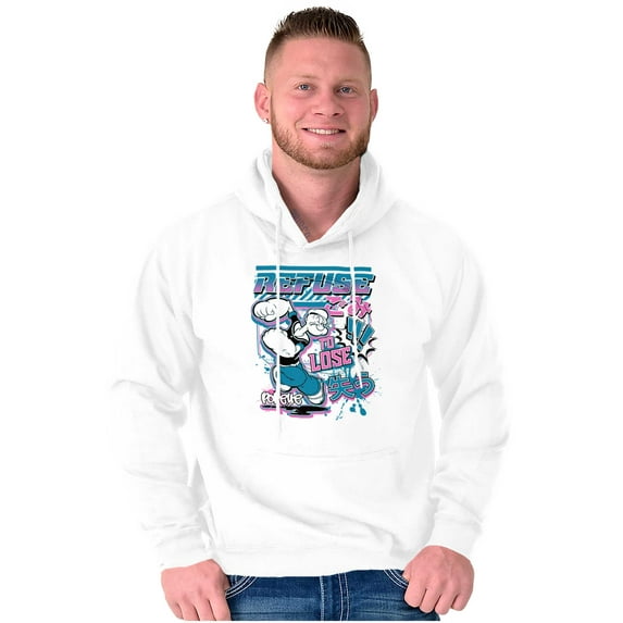 Cool Fighting Popeye Refuse to Lose Men Big & Tall Graphic Hoodie Brisco Brands 5X