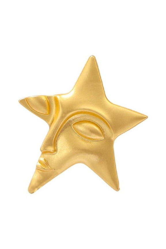 Cool Figure Brooch Pins for Women Men Gold Plated Lapel Pin Five Pointed Star Suit Collar Dress Accessories