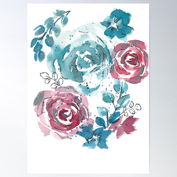 Cool Floral Poster Wall Art, Modern Wall Decor For Living Room Bedroom, 24x36 UNFRAMED