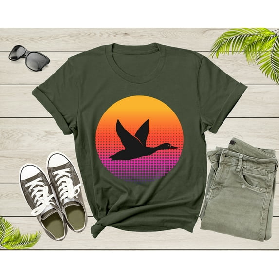 Cool Flying Duck Animal Silhouette at Sunset Nature Bird T-Shirt Duck Bird T Shirt for Men Women Kids Boys Girls Duck Hunting Hunter Gift