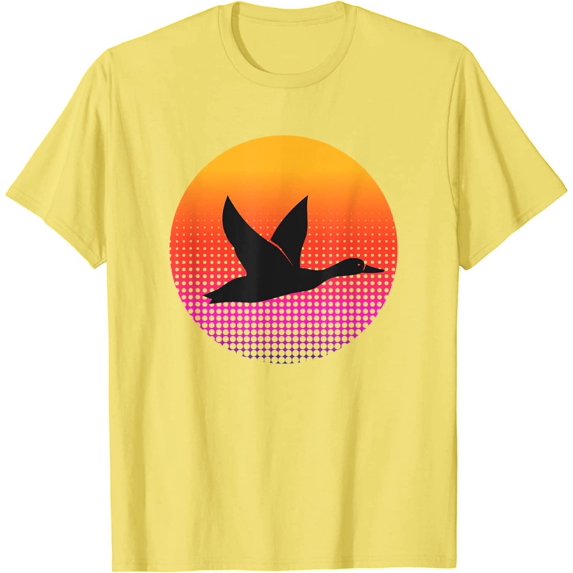 Cool Flying Duck Animal Silhouette at Sunset Nature Bird T-Shirt