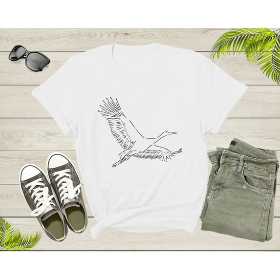Cool Flying White Asian Openbill Stork Migratory Bird Animal T-Shirt Soaring Flying Stork Bird T Shirt for Men Women Kids Boys Girls Gift
