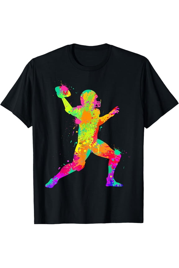 Cool Football Apparel & Gift Ideas American Football Graphic T-Shirt - Black, Men, Boys, Kids - Short Sleeve, Classic Fit