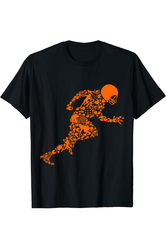 Cool Football Apparel & Gift Ideas Mens Black Football Graphic T-Shirt