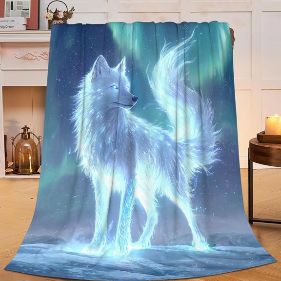Cool Fox Blanket Aurora Throw Blankets Soft Cozy Warm Fuzzy Fleece Flannel Winter Animal Throws Stuff Gifts for Girls Boys Men Women Bed Couch Bedding Decor 50"x40"