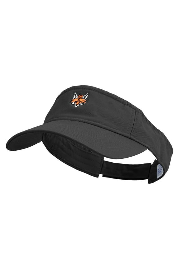 Cool Fox Embroidered Pro Style Cotton Twill Washed Visor - Black OSFM