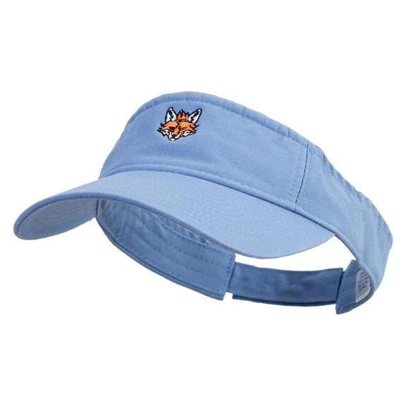 Cool Fox Embroidered Pro Style Cotton Twill Washed Visor - Lt Blue OSFM