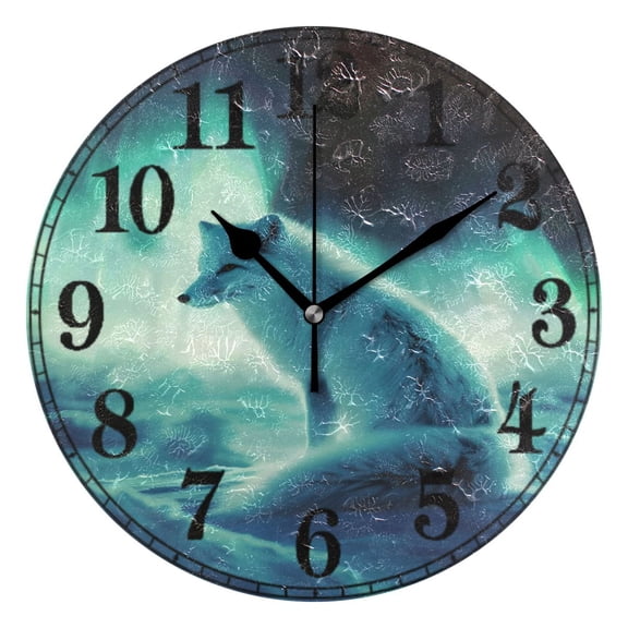 Cool Fox Silent Wall Clock 10" Non-Ticking Battery Clock