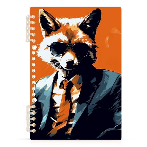 Cool Fox with Glasses Spiral Journal Notebook College Ruled Notebook 8.3" x 5.7" A5 Lined Thick Paper Page