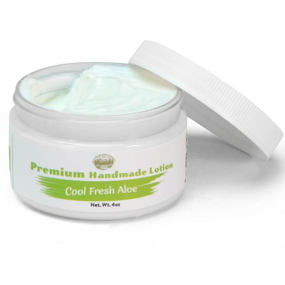 Cool Fresh Aloe Lotion in Jar - 4oz Premium Handmade Natural Moisturizing Skin Lotion, Moisturizer For Dry To Very Dry, Sensitive Skin, Deep Moisturizing Cream - Falls River Soap Company