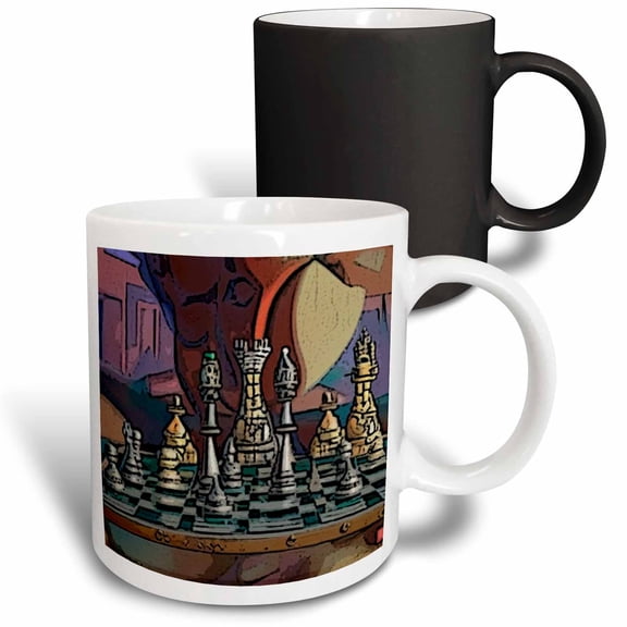 3drose, Cool Fun Chess Pieces Chess Game Abstract Art for Chess Players, 11oz Magic Transforming Mug