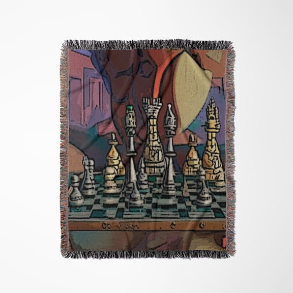 Cool Fun Chess Pieces Chess Game Abstract Art For Chess Players, Woven Blanket