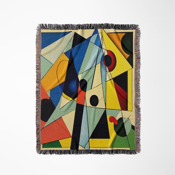 Cool Fun Colorful Pickleball Sports Cubism Art Picasso Style, Woven Blanket