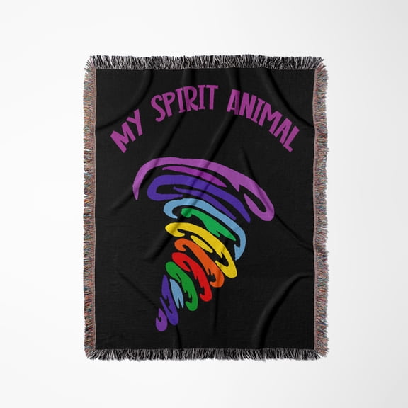 Cool Fun Colorful Tornado Is My Spirit Animal Nature Storm Cartoon, Woven Blanket